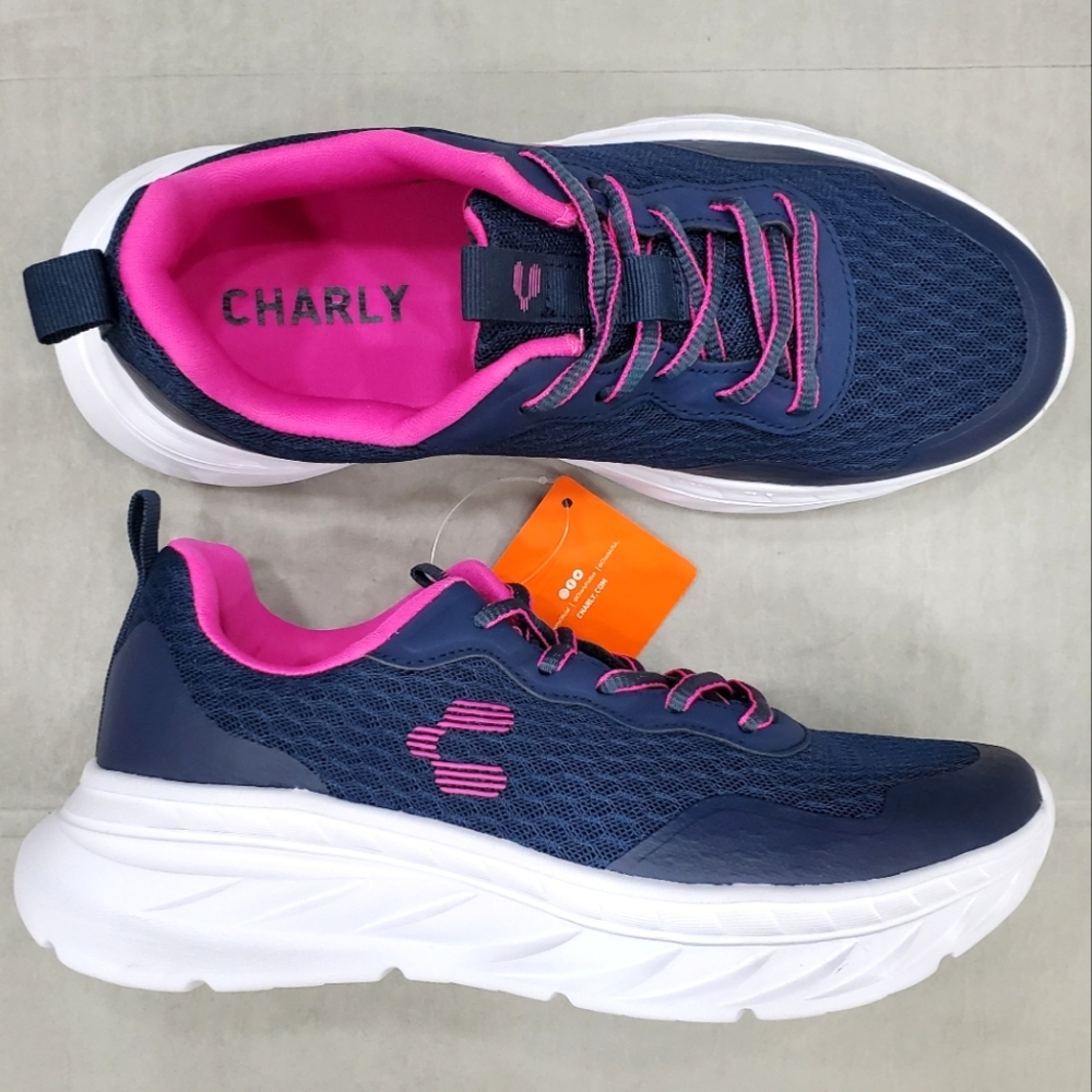 Charly Aircraft running shoes women's size 6.5 blue and fuchsia mesh sneakers